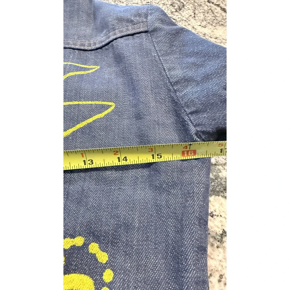 Boys Sears Golden Wheels Denim Jacket Blue Size 12 Graphic Print Trucker‎